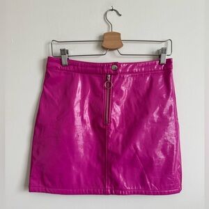 Pink Vegan Leather Skirt
